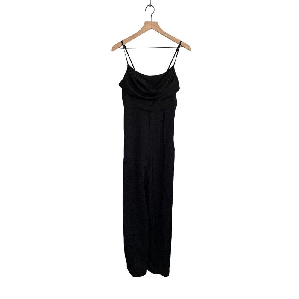 Cider Women’s Solid Black Cowl Neck Stitch Jumpsuit Medium NWT